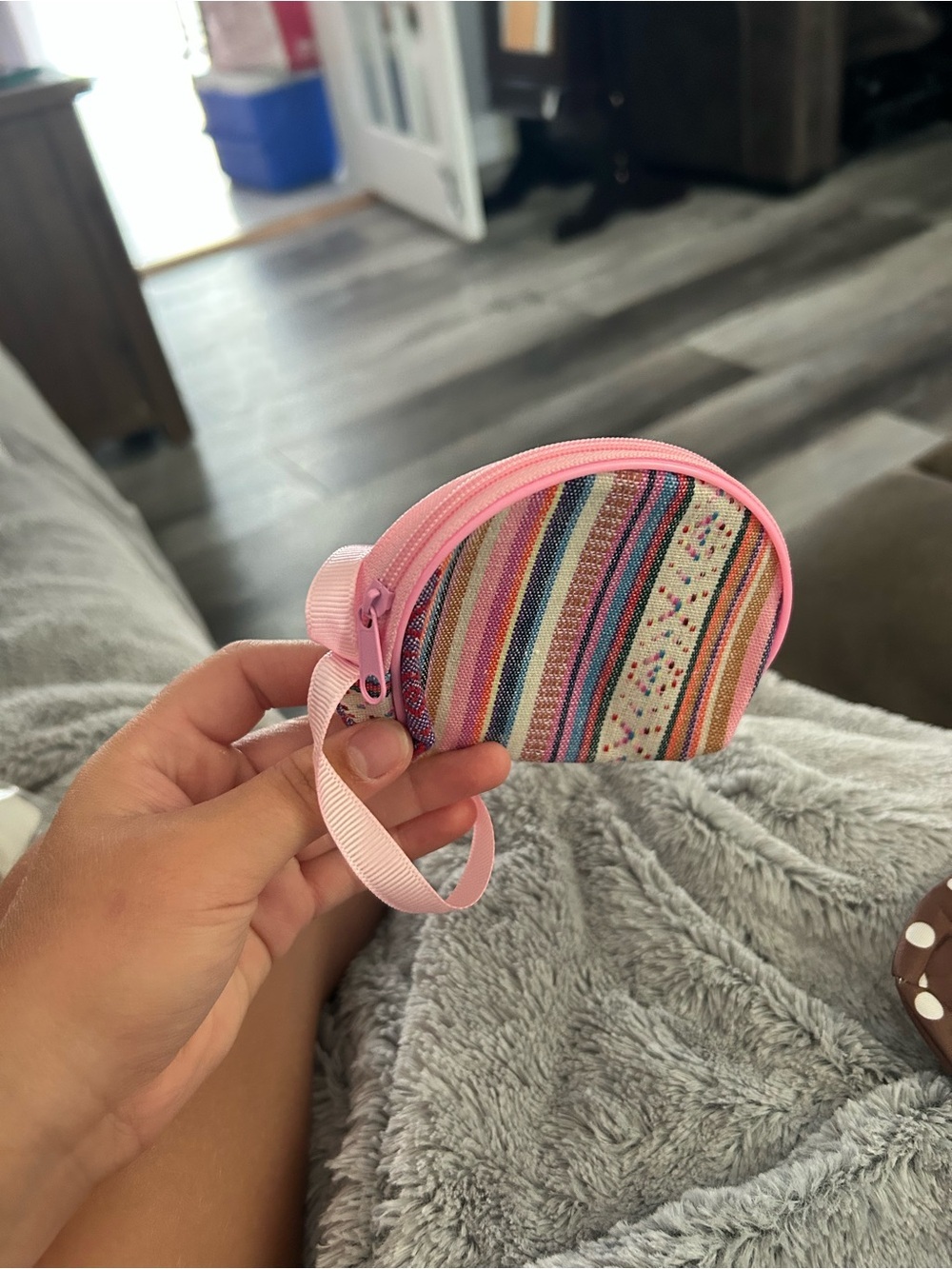 🔥$2 Kids Pink Striped Coin Purse Wristlet wallet